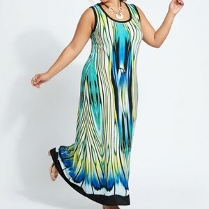 Roz & Ali Plus Size Sleeveless Abstract Maxi Dress
